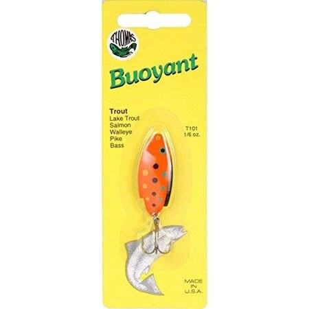 Thomas Buoyant Wobbler CastingTrolling Spoon, 1 12, 16 Oz, Fluorescent Red T101-FR